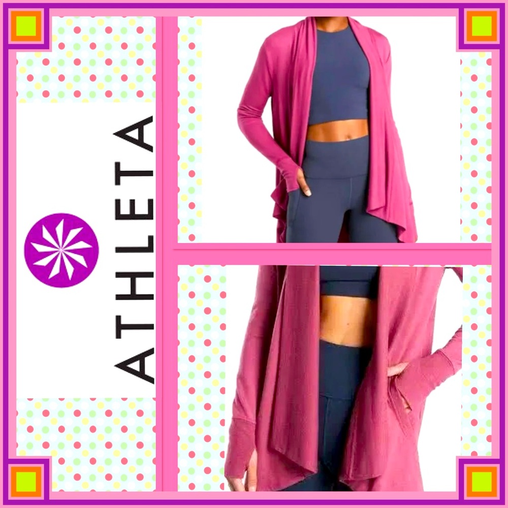 Athleta Fuchsia Draped Knit Cardigan